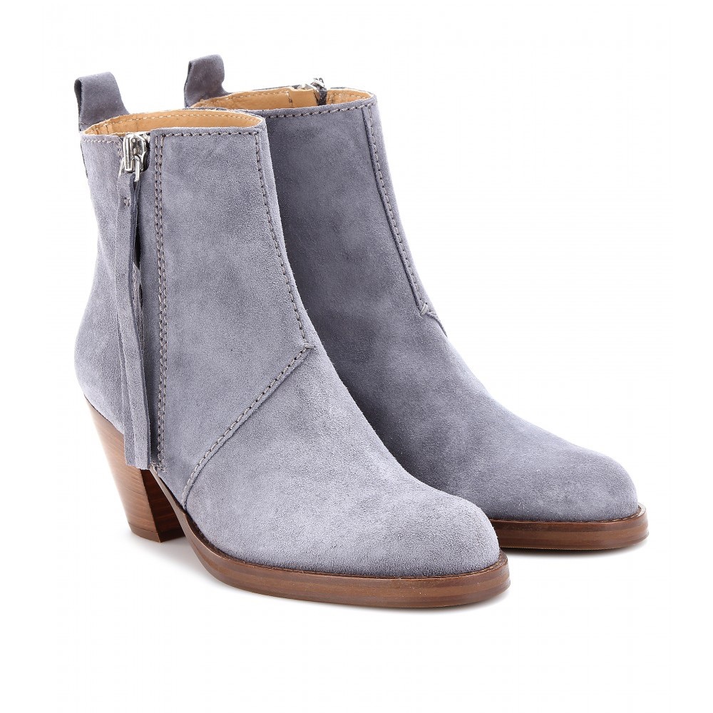 NEW Acne Blue Suede Pistol Ankle Boots - Picture 2 of 5